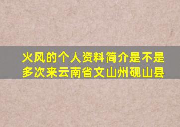 火风的个人资料简介是不是多次来云南省文山州砚山县